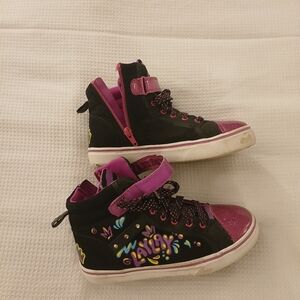 LAYLAY Colorful Kids High-Top Sneakers sz 2 Boots Platform Black & Purple Girls